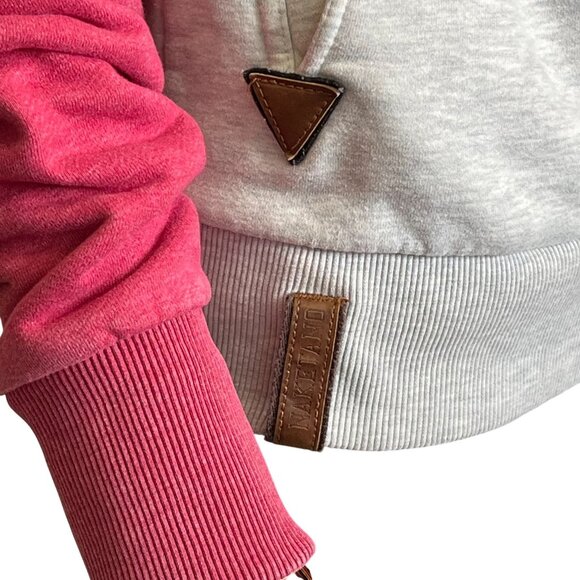 Naketano Brave New World Cowl Neck hoodie Small Pink Gray Rare - Picture 8 of 12